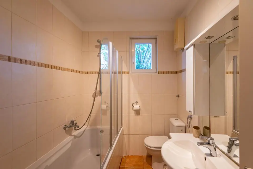 Second bathroom with shower and basin